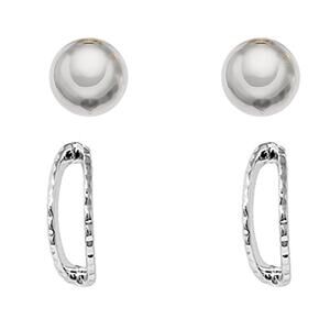 5/15 NWT Silver-Tone Post with Friction Set of  ball and Hoop Earrings